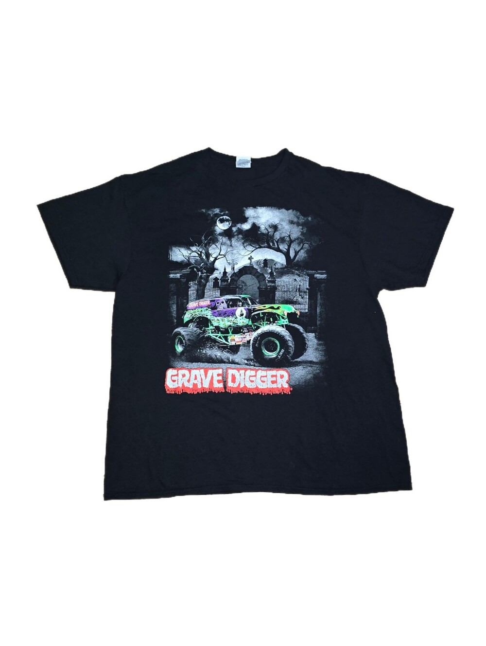 Monster Jam Grave Digger Haunted Graveyard Graphic Black T-Shirt Men’s Size XL